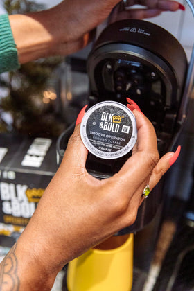 BLK & Bold Smoove Operator aroma-steam over a dark roast.