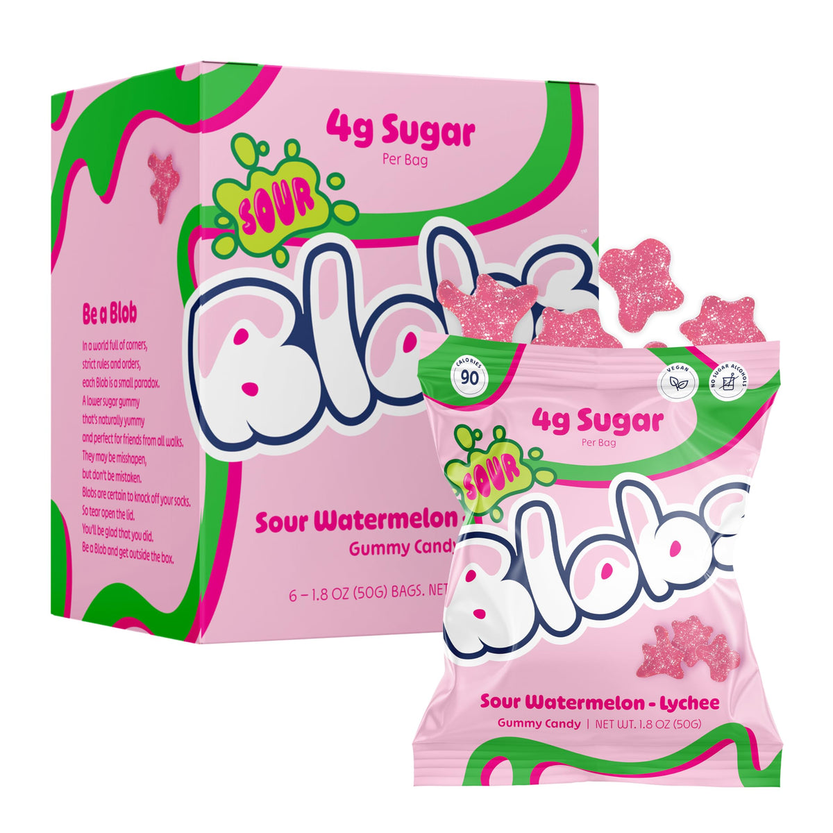 Blobs family snack moment with kids and adults enjoying sour gummies