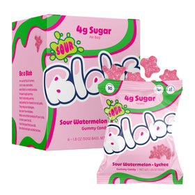 Blobs family snack moment with kids and adults enjoying sour gummies