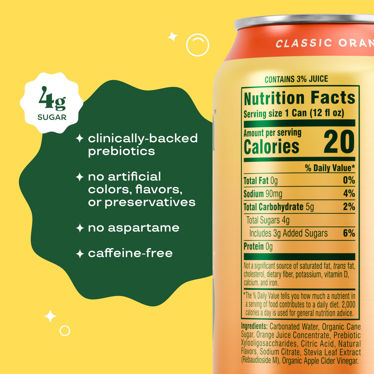 Bloom Pop Classic Orange can poured into a glass for refreshment.