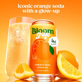 Refrigerated Bloom Pop Classic Orange cans displayed for grab-and-go.