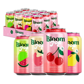 Bloom Nutrition Bloom Pop variety pack box with multiple flavors, low-calorie option.