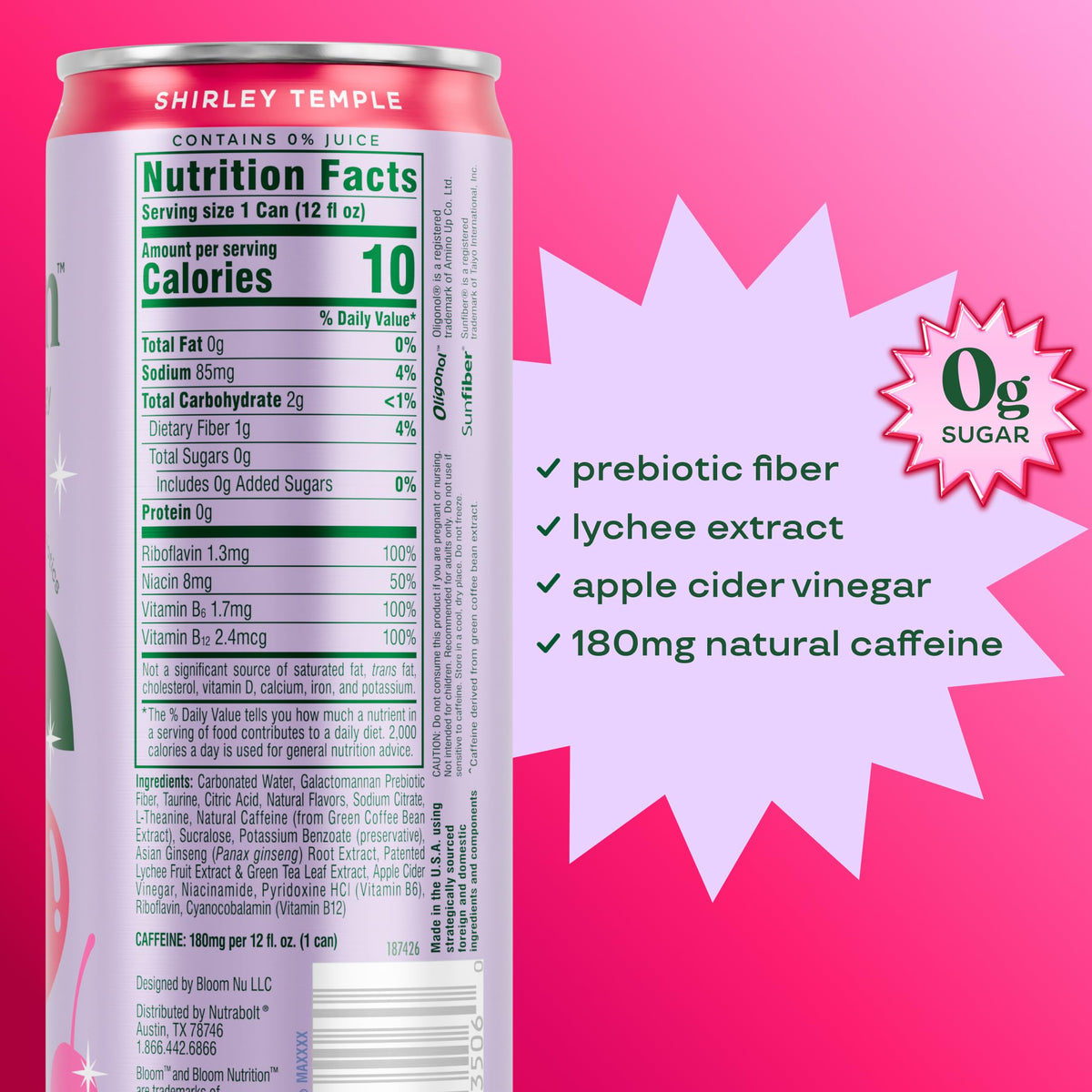 Bloom Nutrition green tea extract bottle emphasizing natural caffeine source.