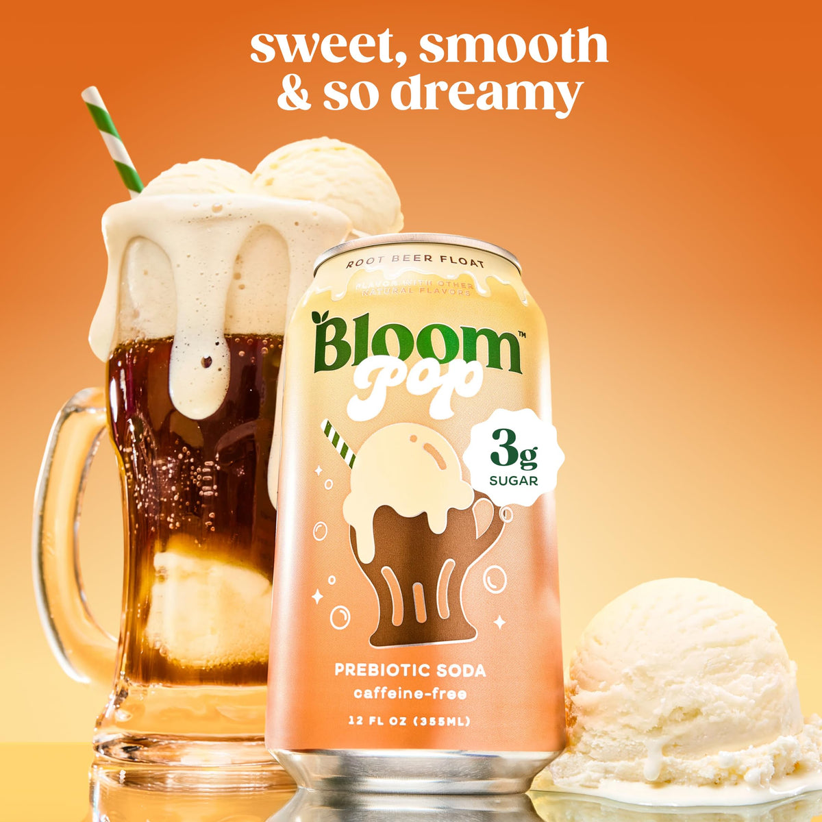 Bloom Nutrition Pop Soda label close-up emphasizing no artificial flavors or colors.