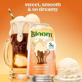 Bloom Nutrition Pop Soda label close-up emphasizing no artificial flavors or colors.