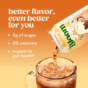 Bloom Nutrition Pop Soda being poured into a glass for a refreshing, low-calorie moment.