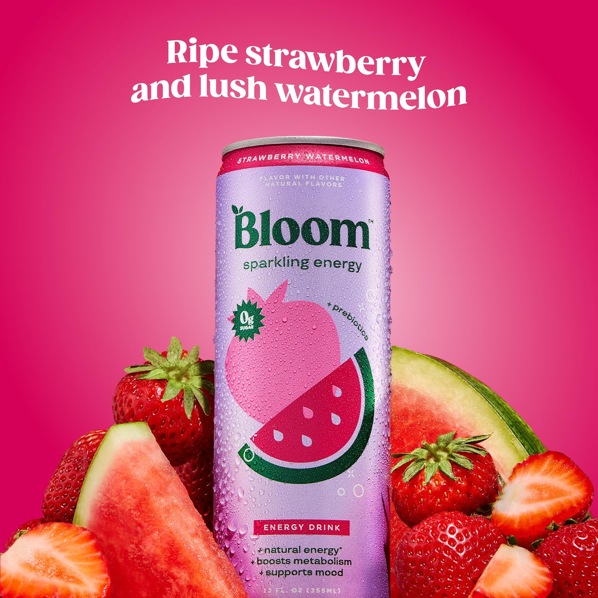 Bloom Nutrition Sparkling Energy can highlighting 180mg natural caffeine for steady daytime energy.