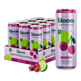 Bloom Nutrition Sparkling Energy Cherry Lime can, crisp energy and flavor