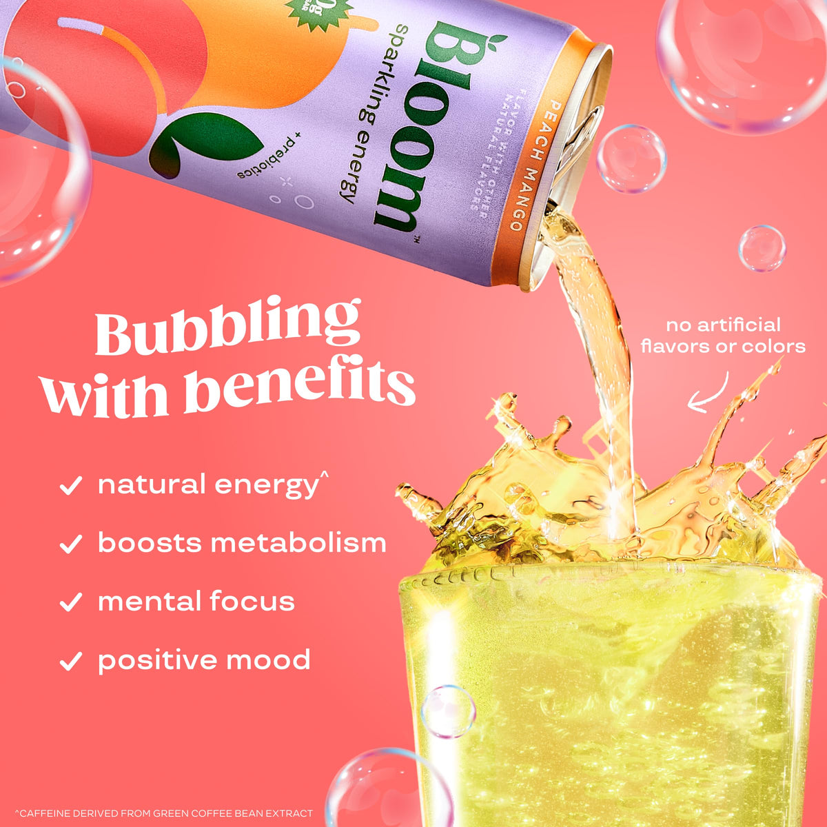 Bloom Strawberry Watermelon flavor can with fizzy refreshment and natural caffeine