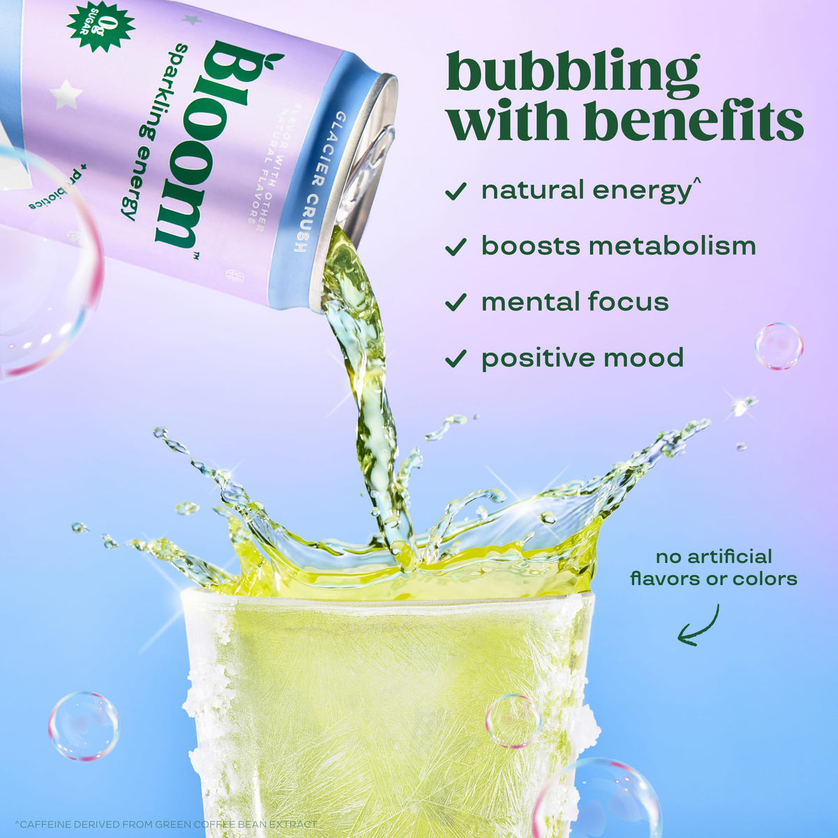 Bloom Nutrition Sparkling Energy Green Coffee Bean can emphasizes steady lift without crash