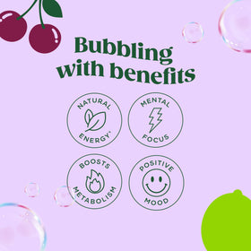 Person on the go drinks Bloom Sparkling Energy Cherry Lime during a workout