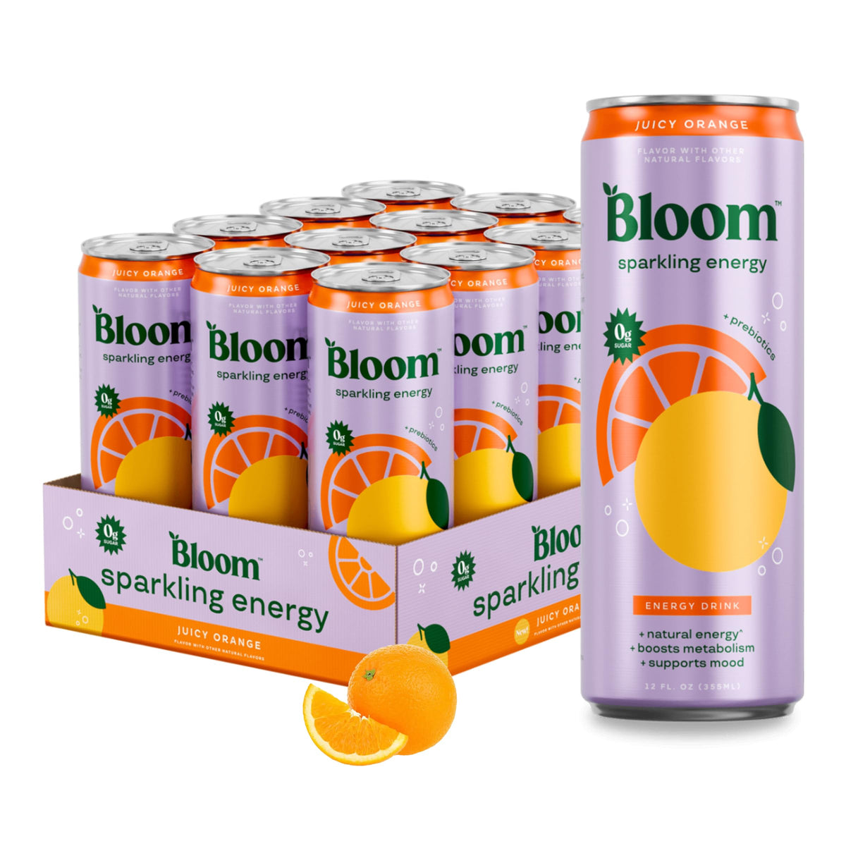 Bloom Nutrition Sparkling Energy Orange can shows natural caffeine for steady focus.