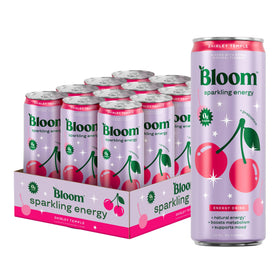 Bloom Nutrition Sparkling Energy can in Shirley Temple flavor for alert hydration.