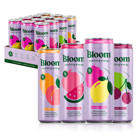 Bloom Nutrition Sparkling Energy Variety Pack cans for zero-sugar daytime energy