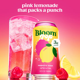 Bloom Pop Raspberry Lemonade cooler scene suggests easy refreshment for gatherings and offices.