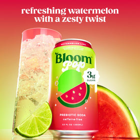 Bloom Pop Watermelon Lime glass pour, vibrant flavor for social moments.