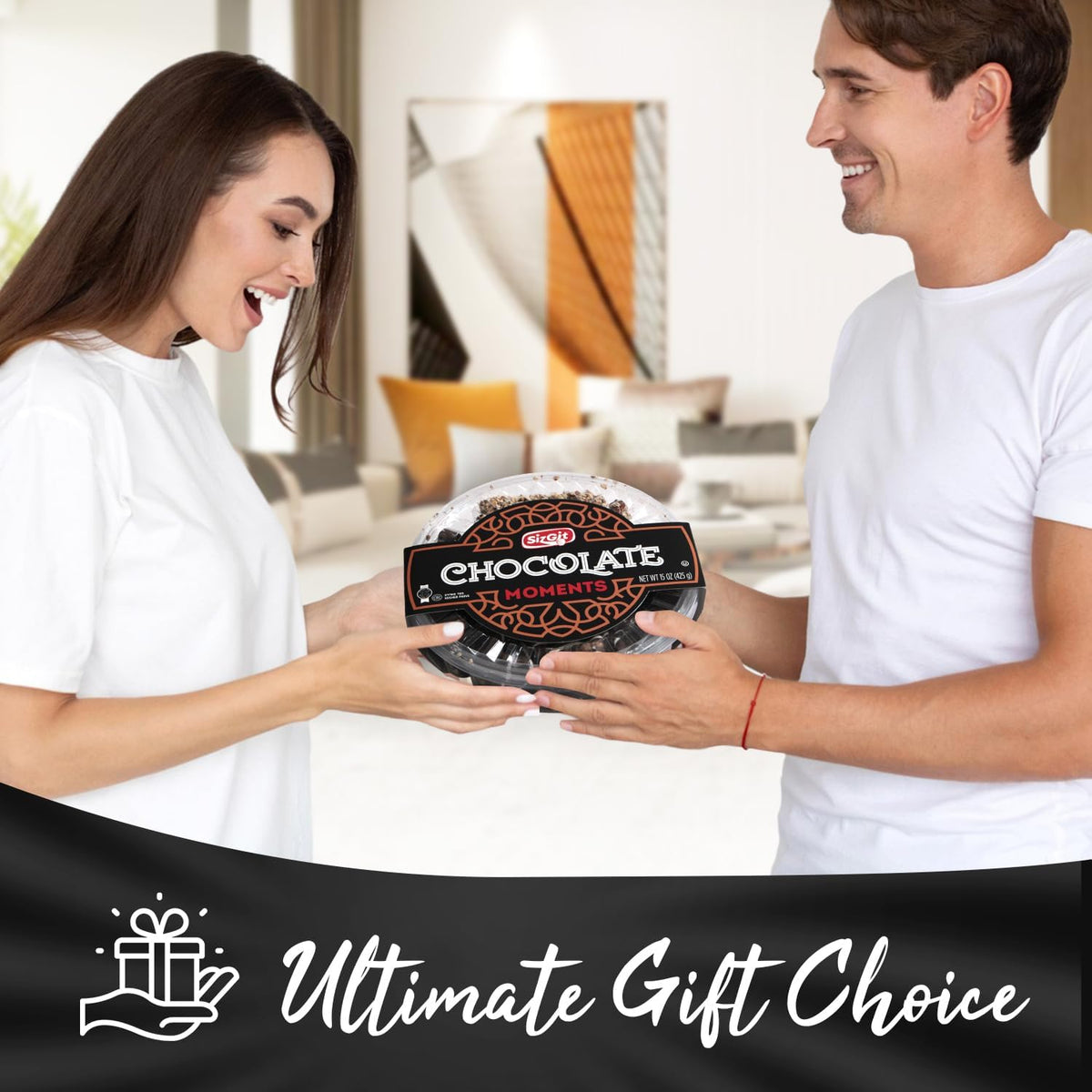 Bloom's chocolate gift basket at a birthday or wedding setting