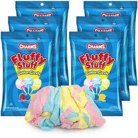Bloom's Fluffy Stuff Cotton Candy close-up shows fluffy texture, ideal party snack.