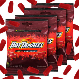 Bloom's Hot Tamales Fierce Cinnamon Candy mini boxes opened to reveal treats.