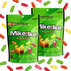 Bloom's Mike and Ike Original Fruits 2-pack box back, great for sharing with friends.