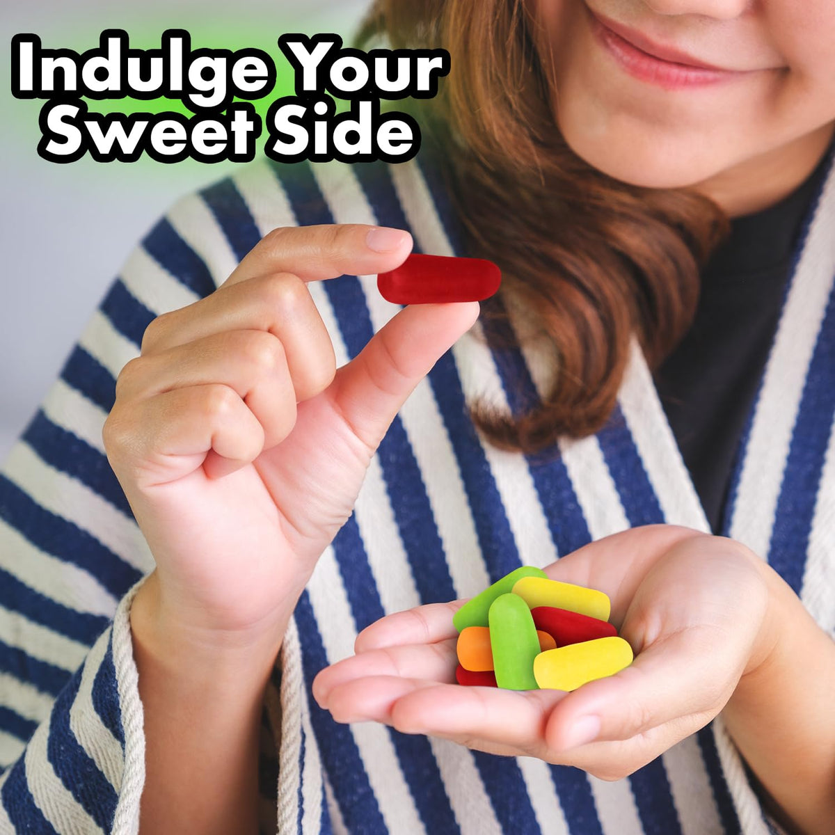 Bloom's Mike and Ike Original Fruits bags on pantry shelf, convenient for quick cravings.