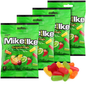 Bloom's Mike and Ike Original Fruits four-pack front display for movie night planning.
