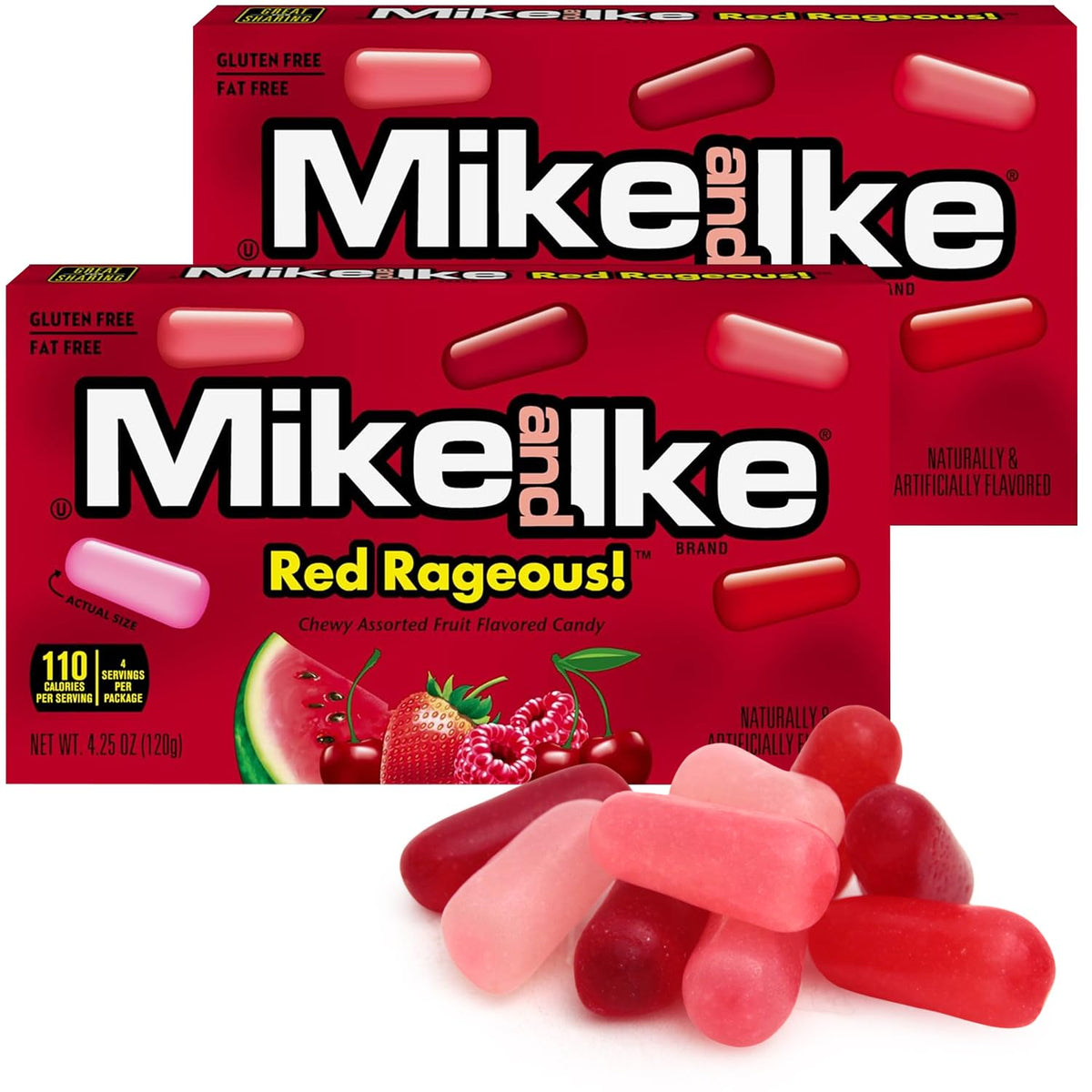 Red Rageous theater boxes close-up, a fruity movie-night snack