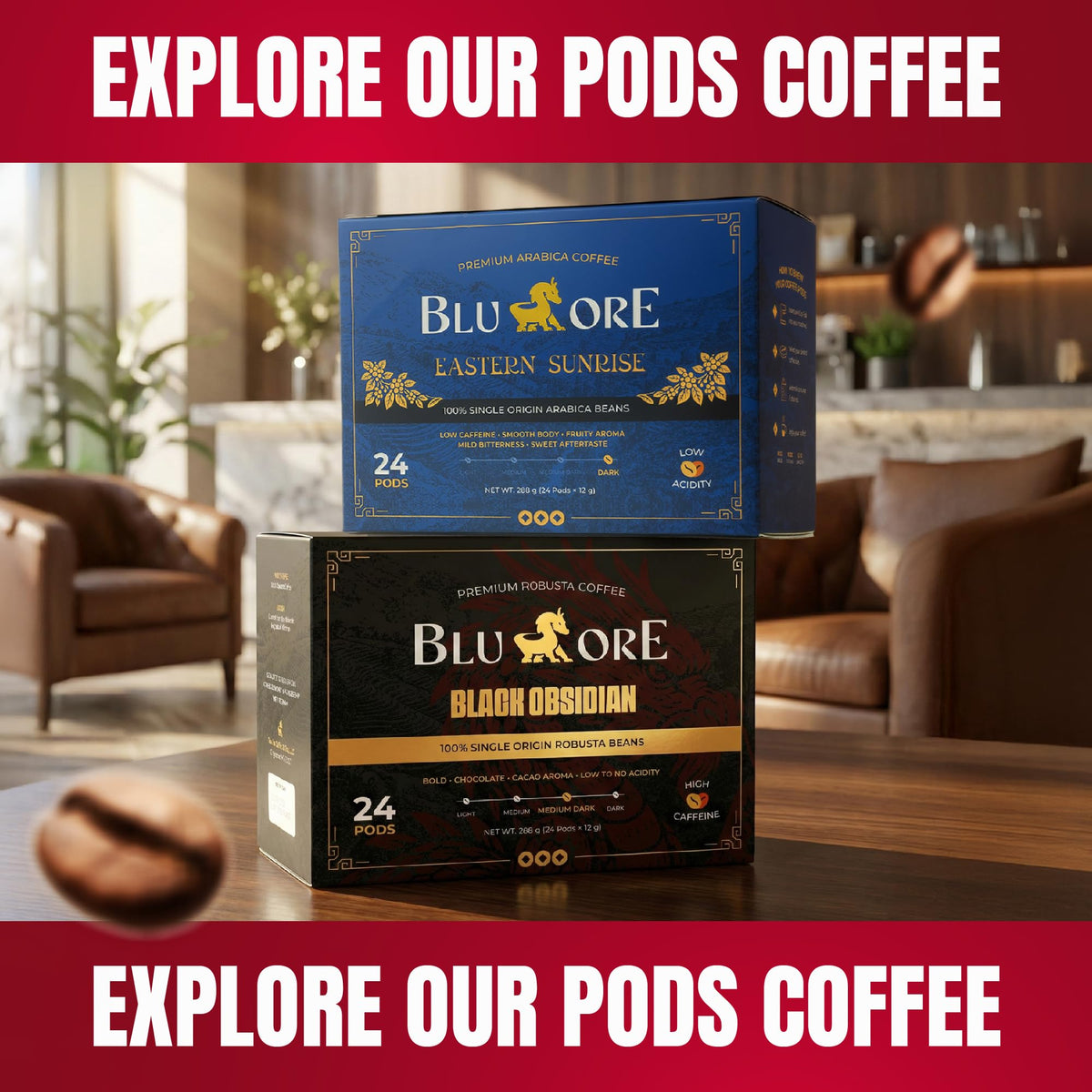 Blu Ore Black Obsidian aroma bursting in mug