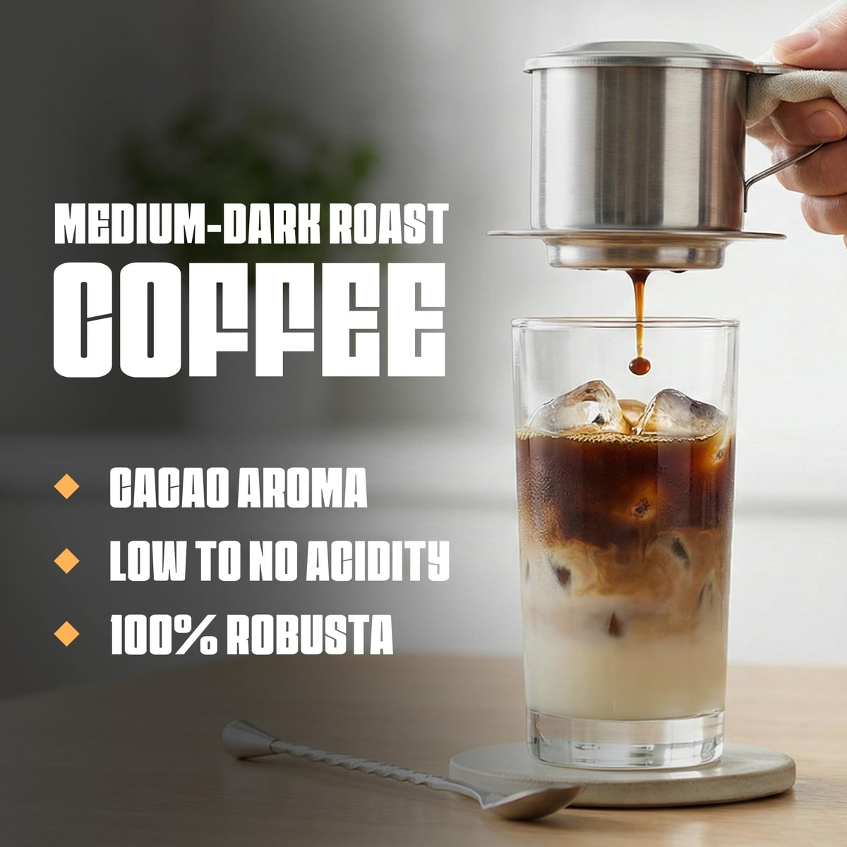 Blu Ore Black Obsidian Robusta French press brew with dense body.