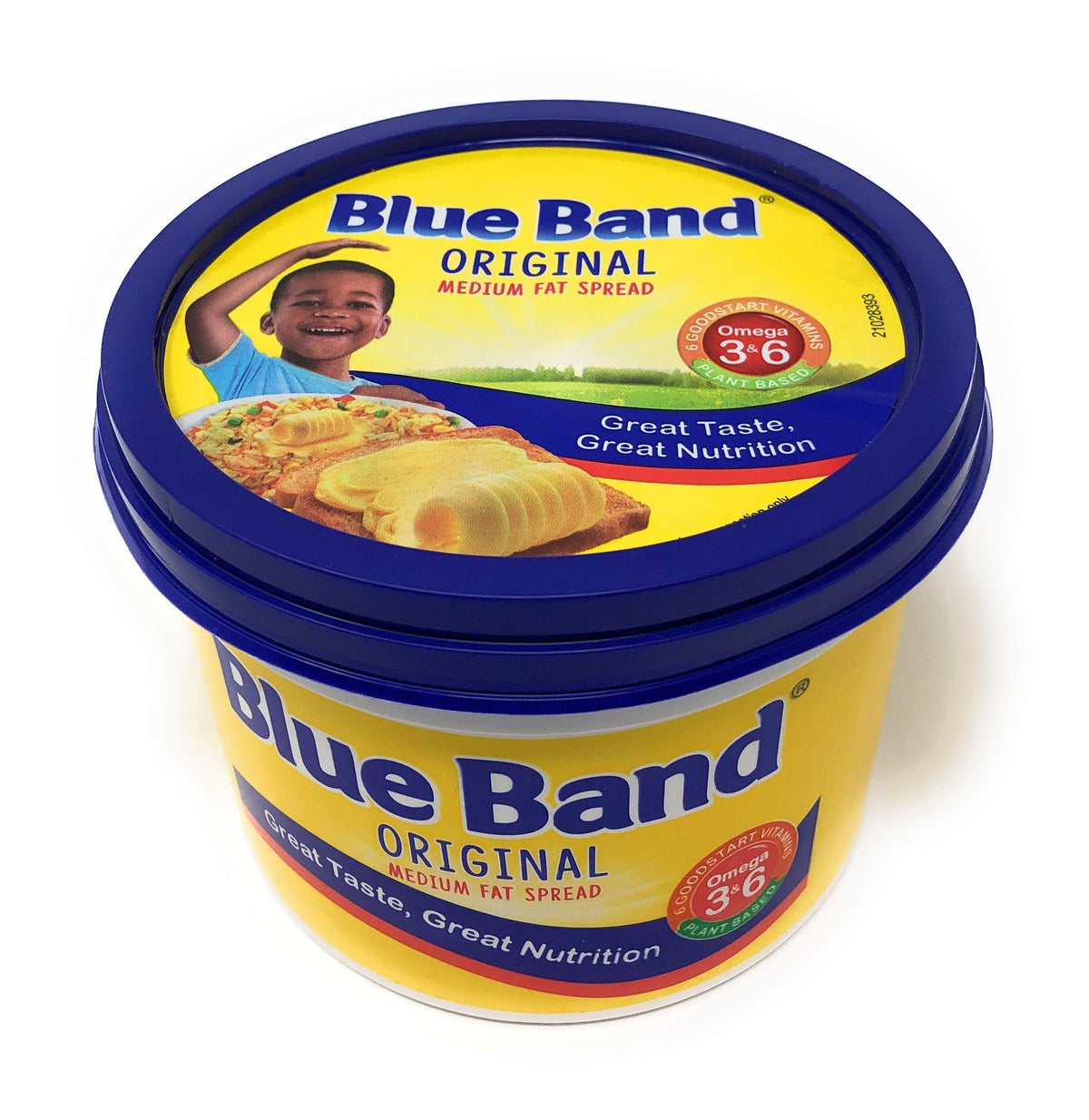 Blue Band Original Margarine on toast highlights creamy texture for breakfast.