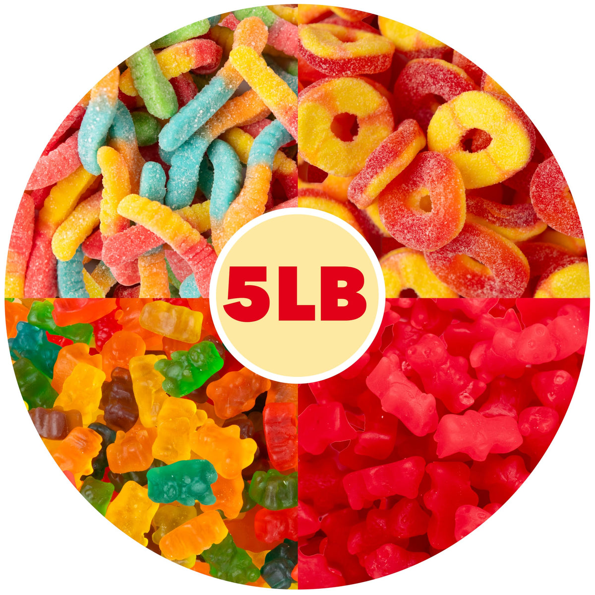 Blue Bow Gourmet gummy bears in a 5 lb bulk mix for family snacks