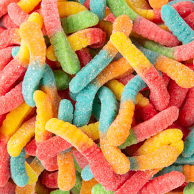 Blue Bow Gourmet peach rings brightening a party snack setup