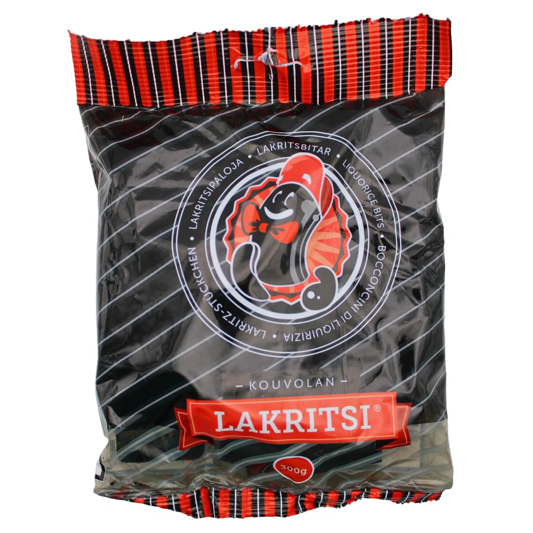 Blue Desert Market Kouvolan Lakritsi packaging showcases premium Finnish licorice on display.