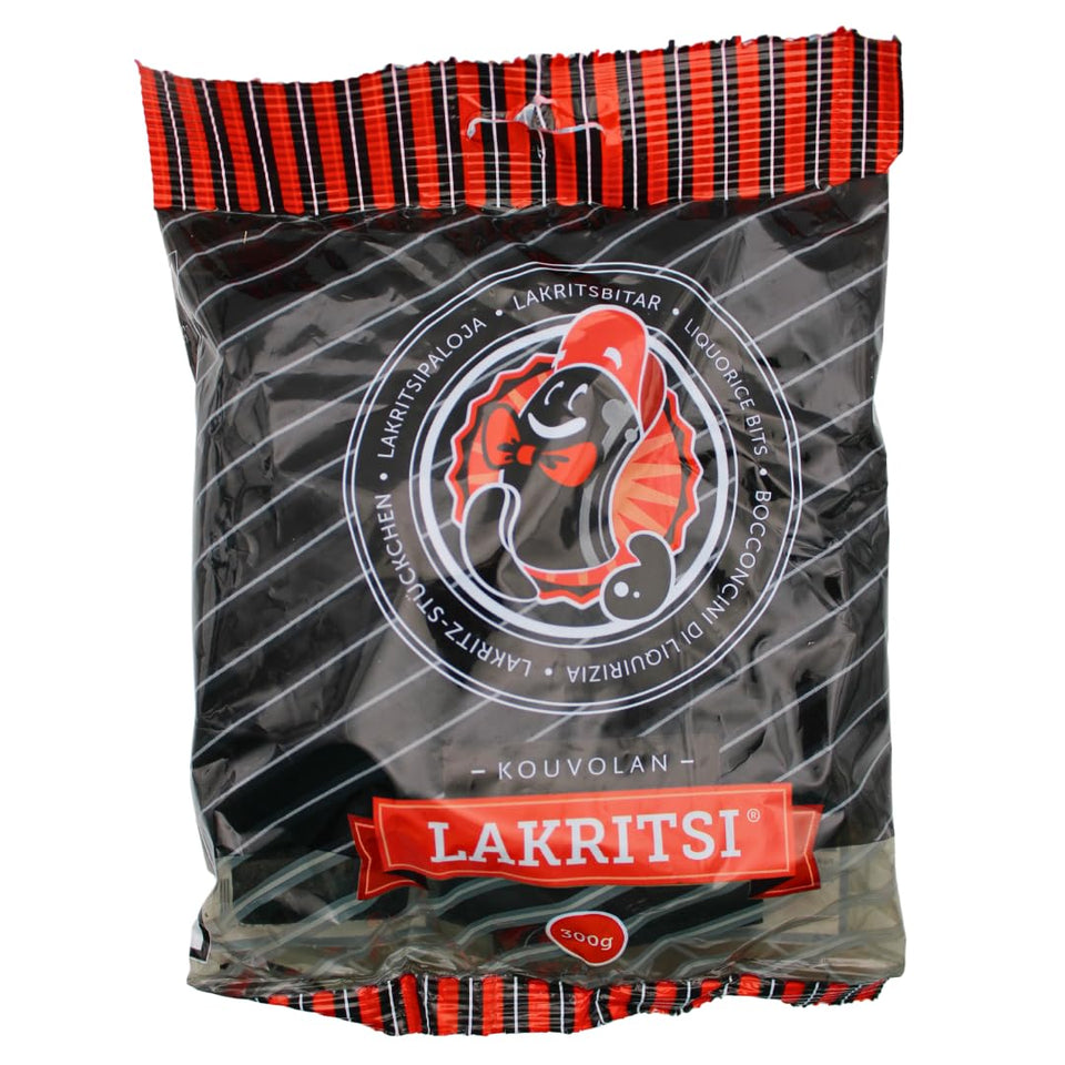 Blue Desert Market Kouvolan Lakritsi packaging showcases premium Finnish licorice on display.