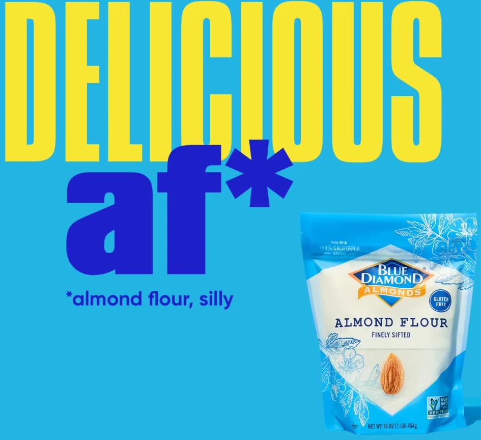 Blue Diamond Almond Flour packaging with vibrant branding, signaling quality for gluten-free baking.