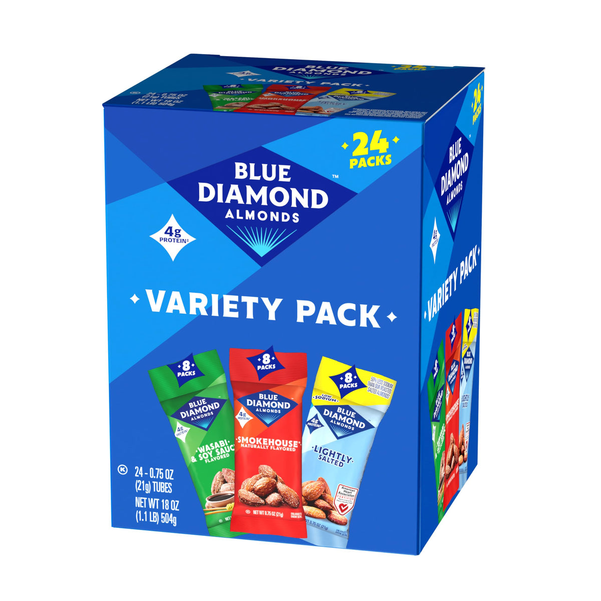 Blue Diamond Almonds 24-count carton for family snacks and school lunches