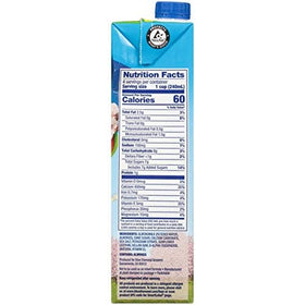 Blue Diamond Almond Breeze label-front: calcium-enriched almond milk for everyday nourishment.