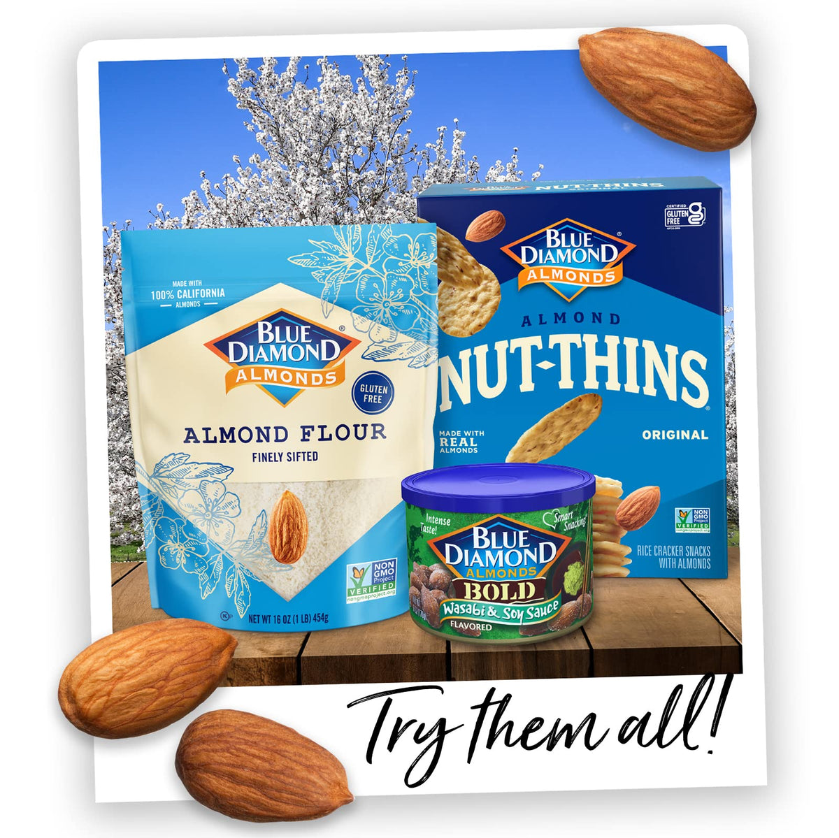 Blue Diamond Almonds on-the-go serving idea promoting quick energy anywhere.