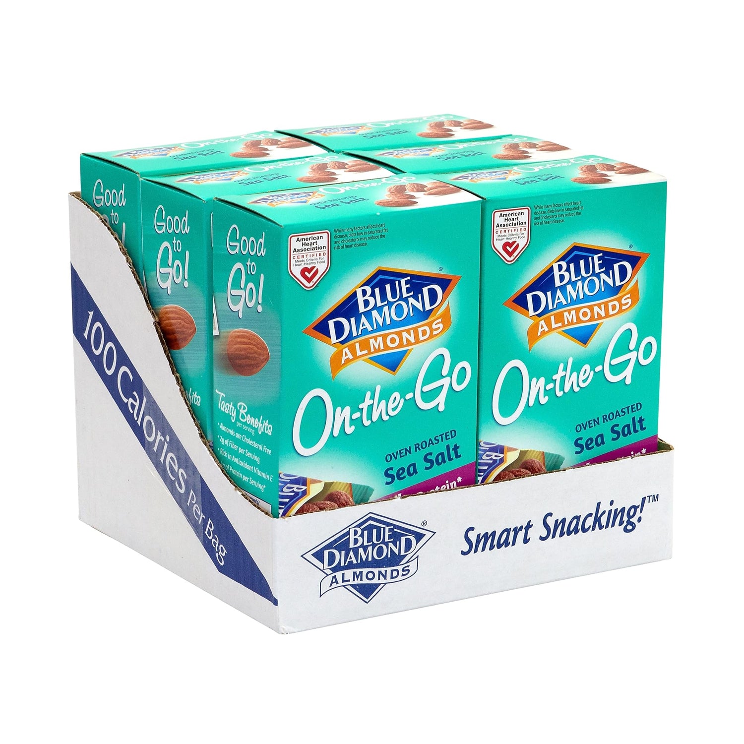 Blue Diamond Almonds oven-roasted sea salt seven-count box for on-the-go snacks.