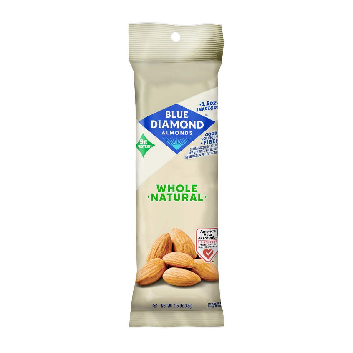 Blue Diamond Almonds 12-pack packaging for on-the-go snacking.