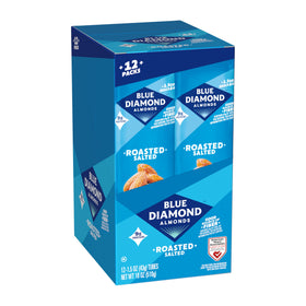 Blue Diamond Almonds roasted salted snack pack: twelve single-serve portions for snacking