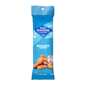 Blue Diamond Almonds roasted salted tubes front: crunchy, protein-rich on-the-go snack