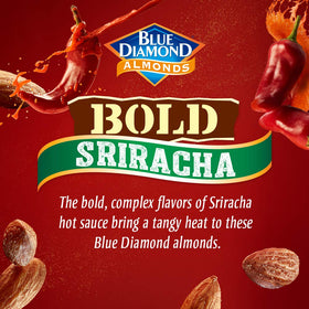 Blue Diamond Bold Sriracha almonds held in hand for on-the-go energy.