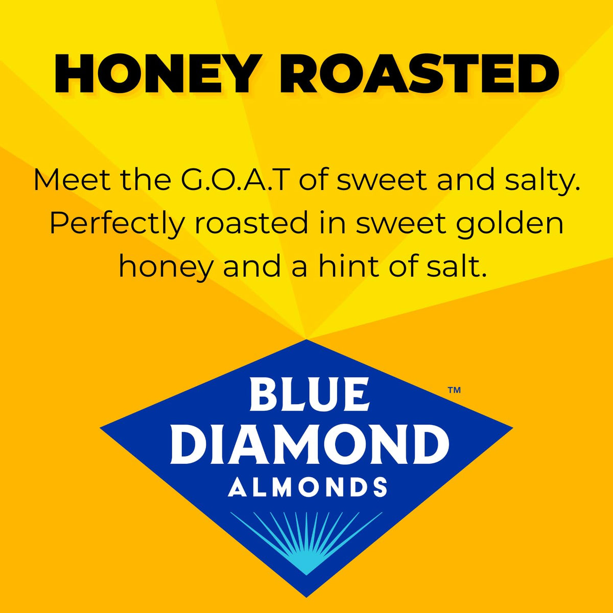 Blue Diamond Honey Roasted Almonds close-up with glossy honey glaze, crunchy snack
