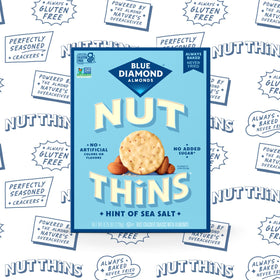 Blue Diamond Almonds Nut Thins dipping platter, perfect for cheese and spreads.