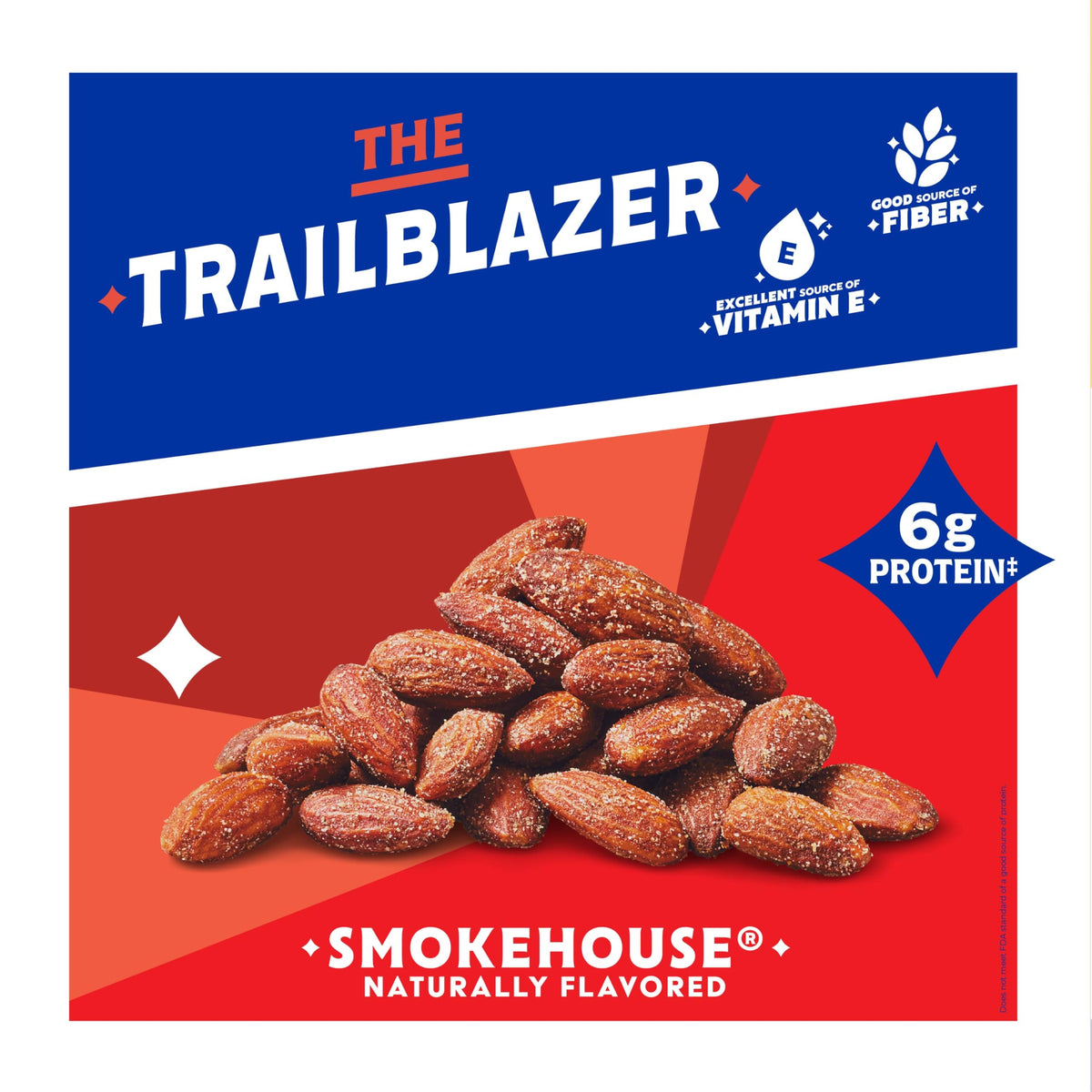 Blue Diamond Smokehouse Almonds closeup reveals smoky, savory crunch.