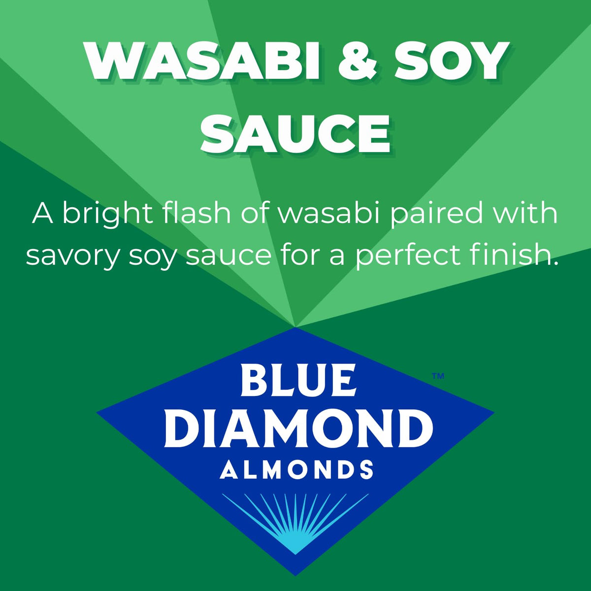 Twelve-pack display with Blue Diamond Wasabi & Soy almonds, ideal for sharing