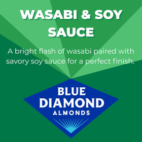 Twelve-pack display with Blue Diamond Wasabi & Soy almonds, ideal for sharing