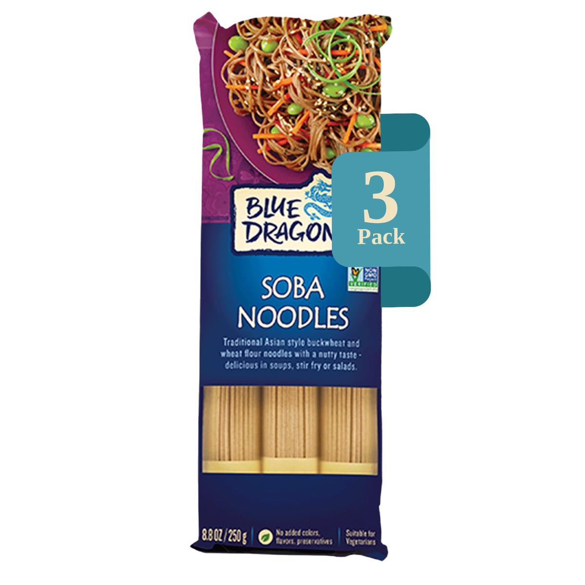 Blue Dragon dried soba noodles pack of three bundles for quick meals