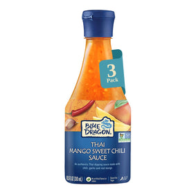 Blue Dragon Mango Thai Sweet Chili Sauce bottle ready for dipping and marinating.